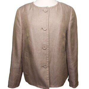 Talbots Women's Beige Metallic Thread Linen Blend Jacket Size 12 Chic~Classy